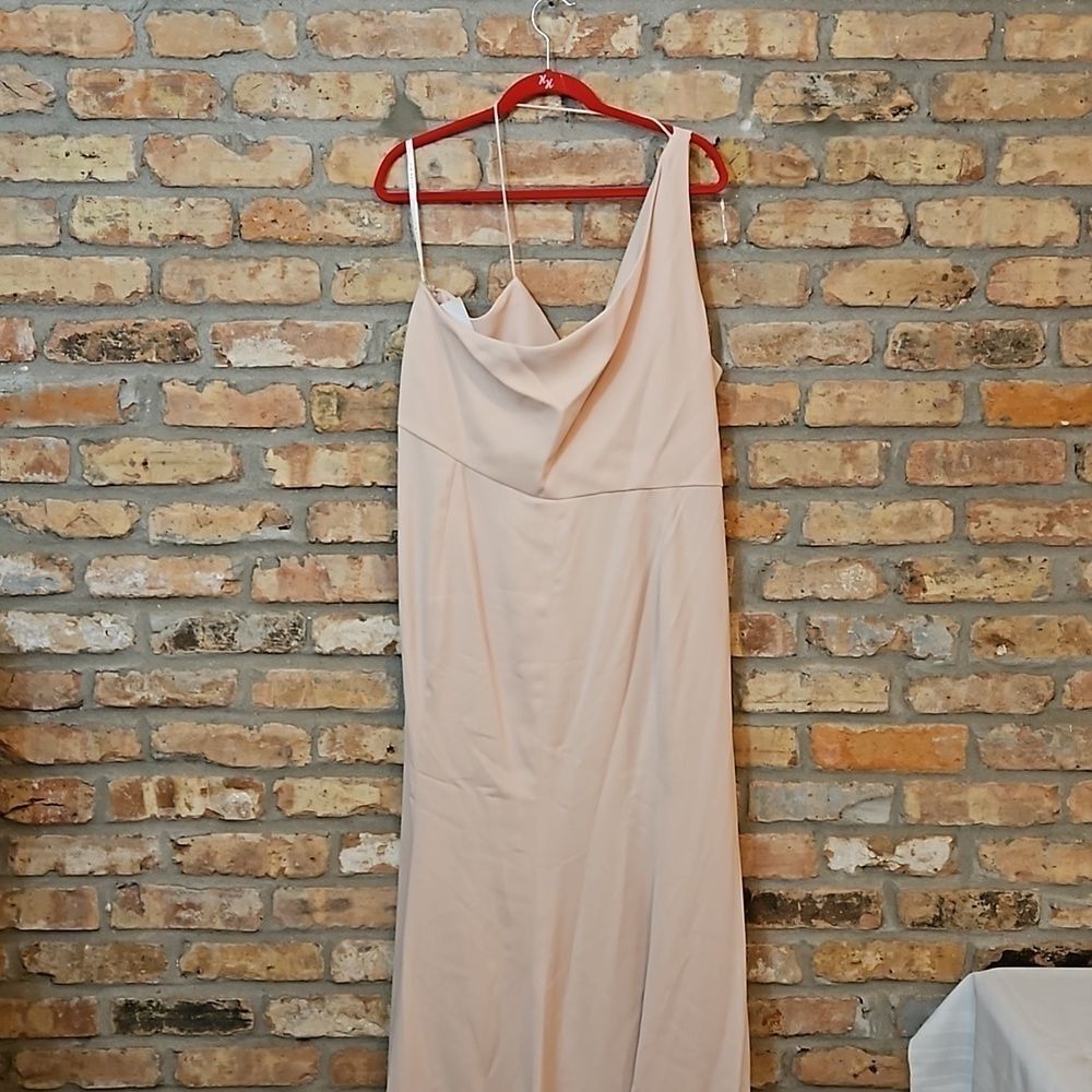 NWT After Six "Cameo" Crepe One-Shoulder Cowl Maxi Gown – Size 24 - Picture 8 of 11